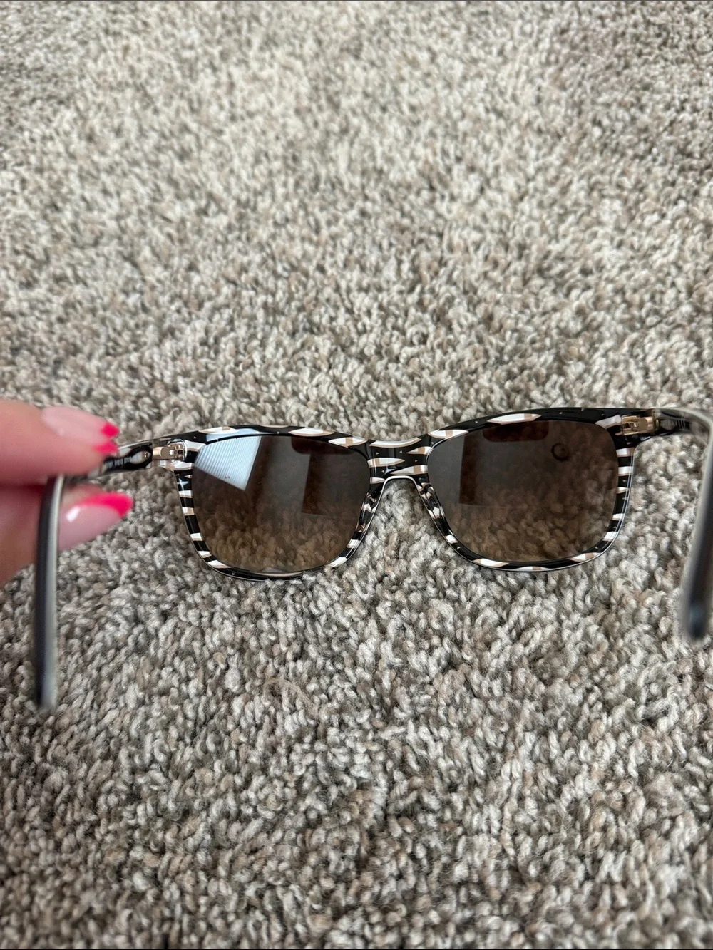 Tory Burch Black Frame Brown Lens Sunglasses with Orange Case